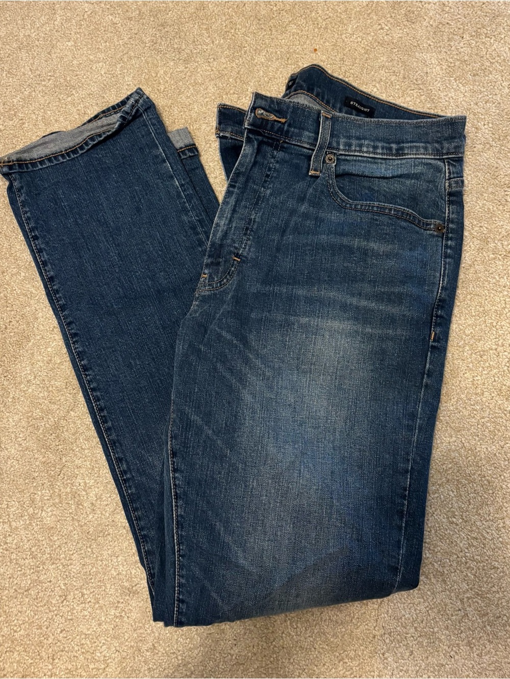 J. Crew Men's Straight Jeans in Dark Blue